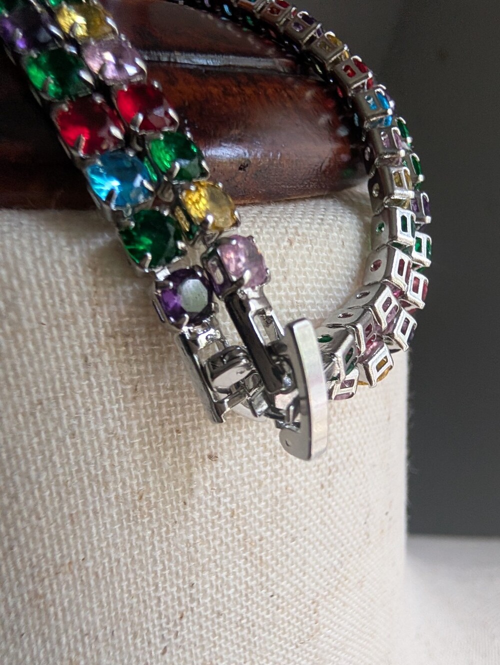 ๐ 2 (Two) - 7" Multicolor Rainbow Glass Crystal Tennis Bracelets ๐ - Picture 4 of 16